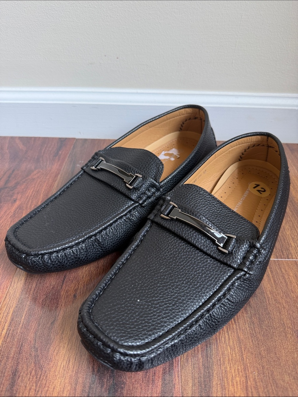 Alberto Fellini Lavine Pebble Leather Slip On Loafers Mens 12 Black